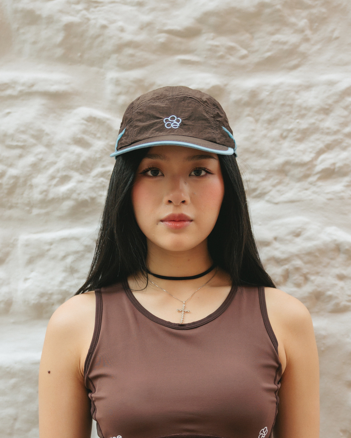 Sheer Sunglasses Holder Cap 【UNISEX】/ Brown×Sky Blue