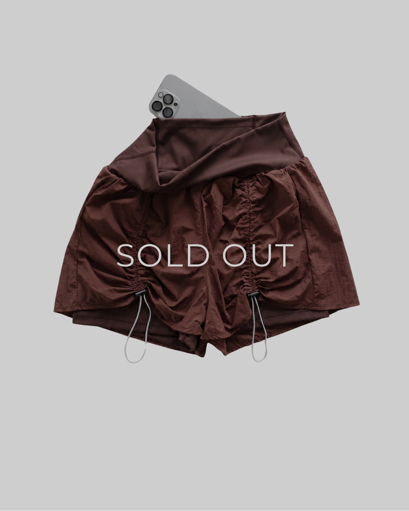 Gather Flow Shorts (2 pockets)/Brown
